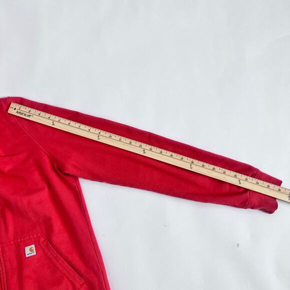 CARHARTT FRONT ZIP UP LONG SLEEVE FRONT POCKETS HOODIE WOMENS CORAL SIZE M - Picture 12 of 12